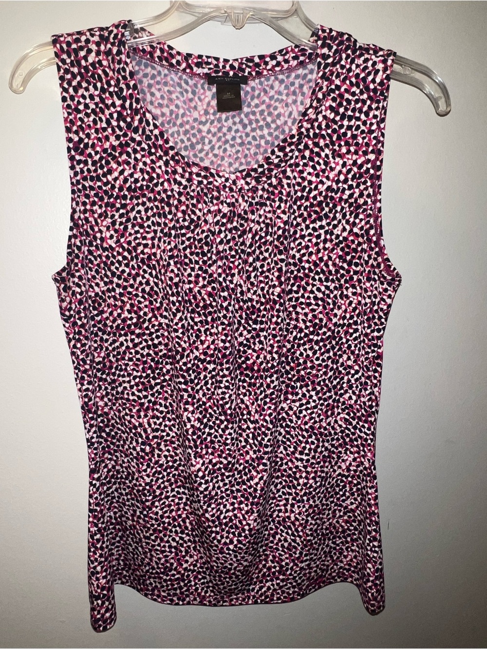 Ann Taylor Abstract Black & Pink Splatter Sleeveless Top - Size Medium